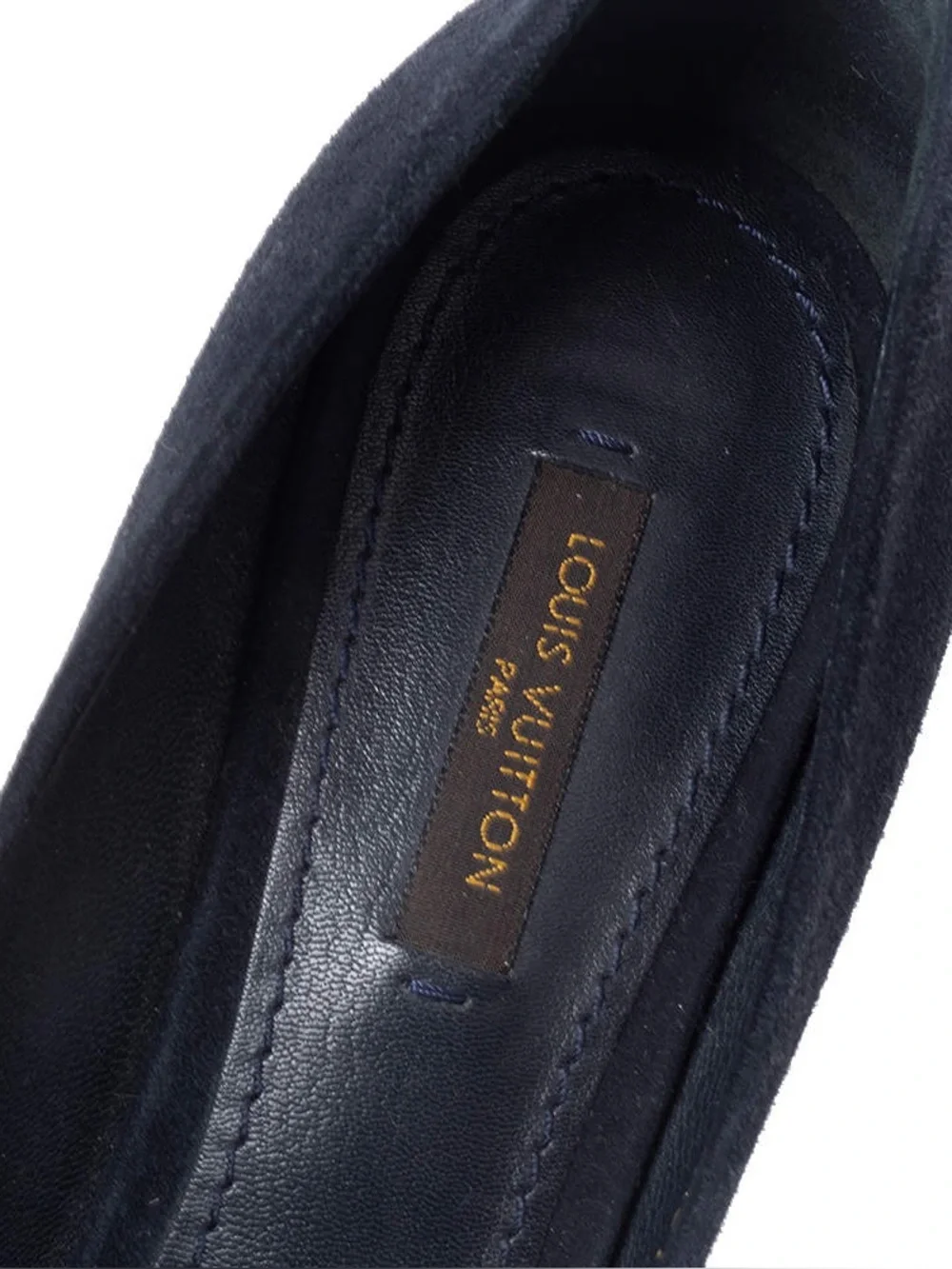 Louis Vuitton Kimono Peep Toe Platform Pumps Navy Suede Size 37